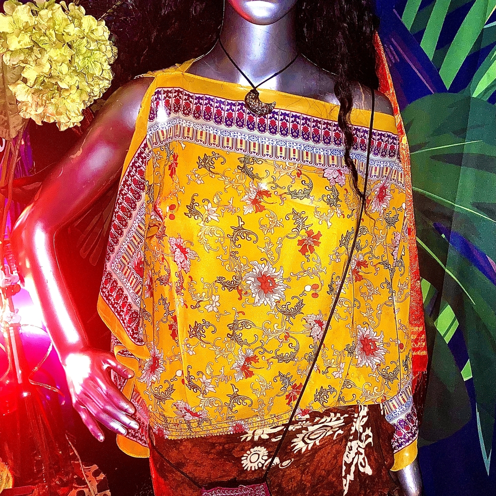 Max Studio Boho Yellow and Red Patterned Top NWT - image 2